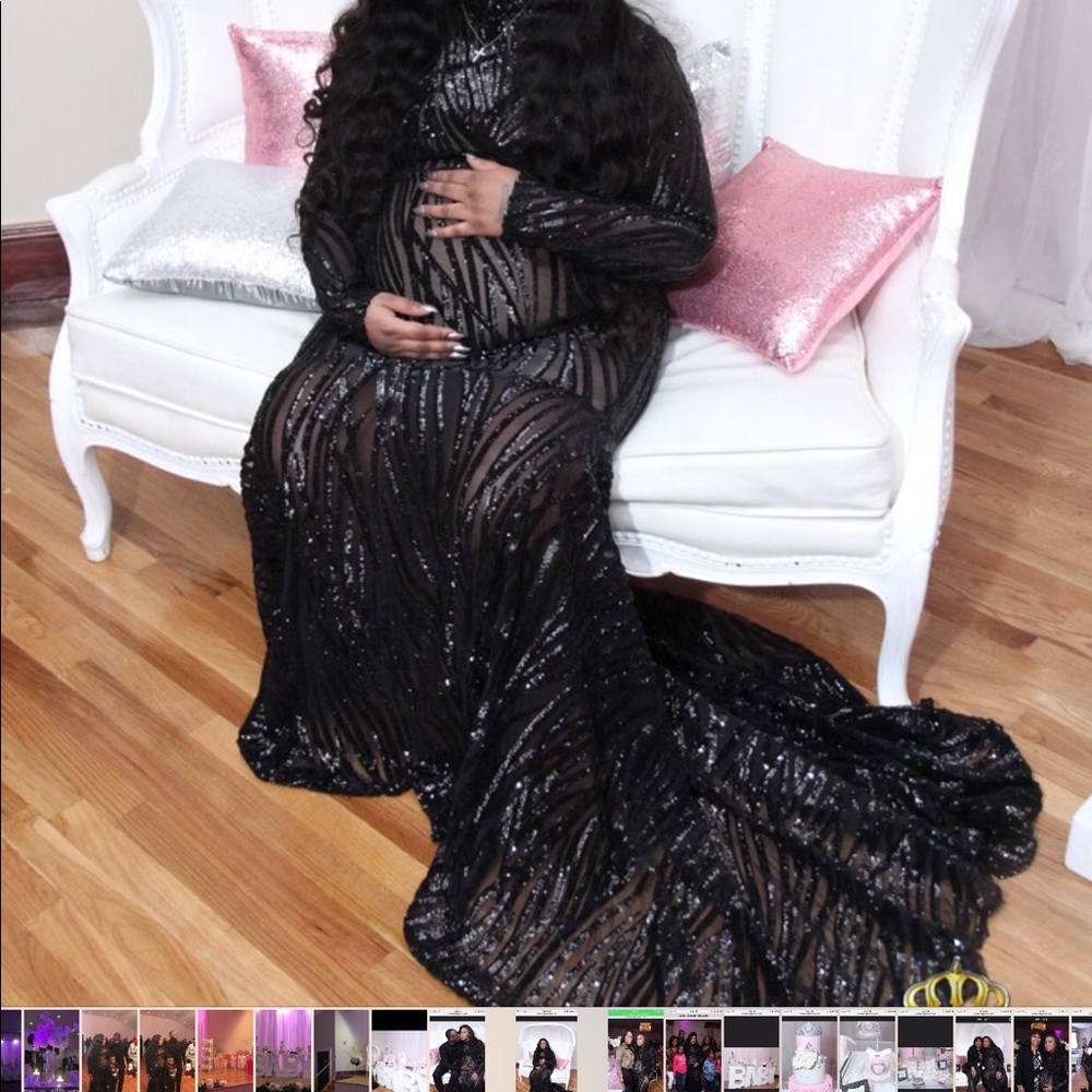 Baby shower black sequence dress